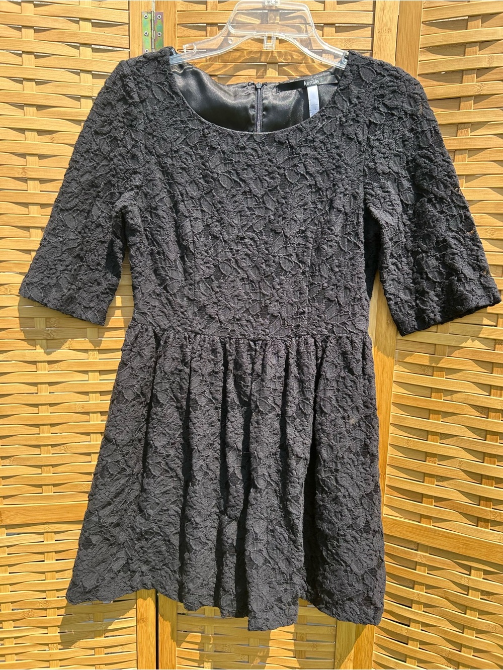 🔥3/$8- Kensie Black Floral Lace Fit-and-Flare Dress